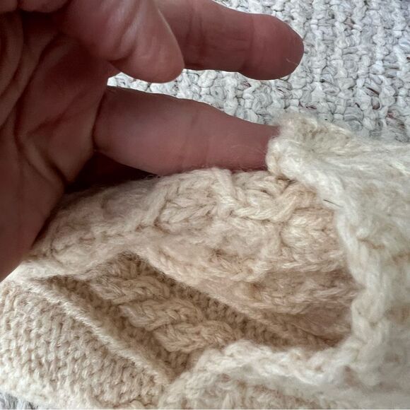 Hand Knit Fisherman Cable Knit Chunky Wool Sweater - Picture 6 of 8